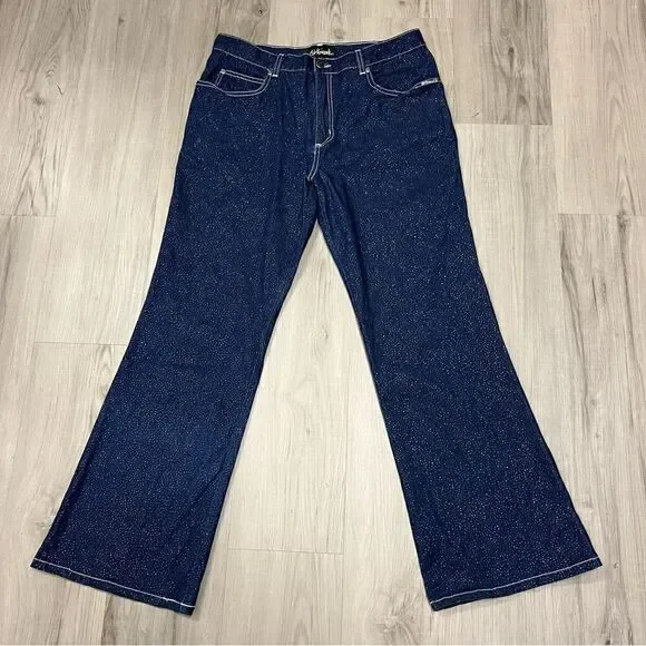 Girlfriends LA vintage y2k deadstock bootcut sparkly jeans NWOT Sz 15 stretchy - Picture 3 of 14
